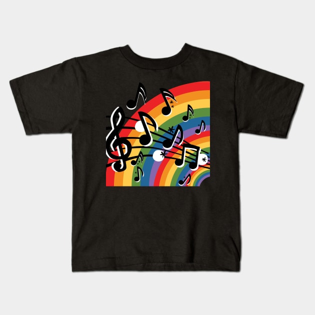 Gay Pride Musical Rainbow Kids T-Shirt by benchmark